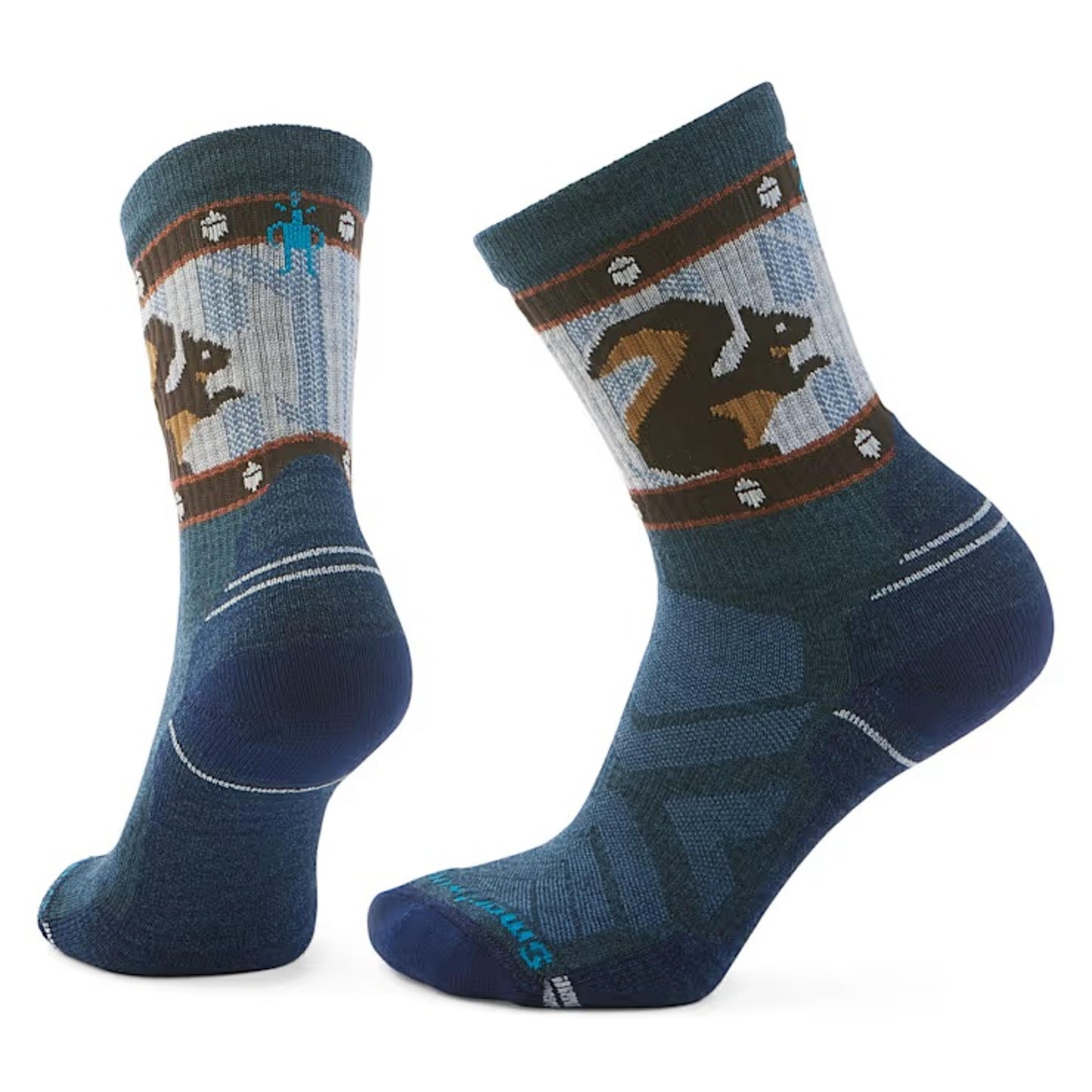 WOMENS HIKE LIGHT CUSHION SQUIRRELY PRINT CREW SOCKS