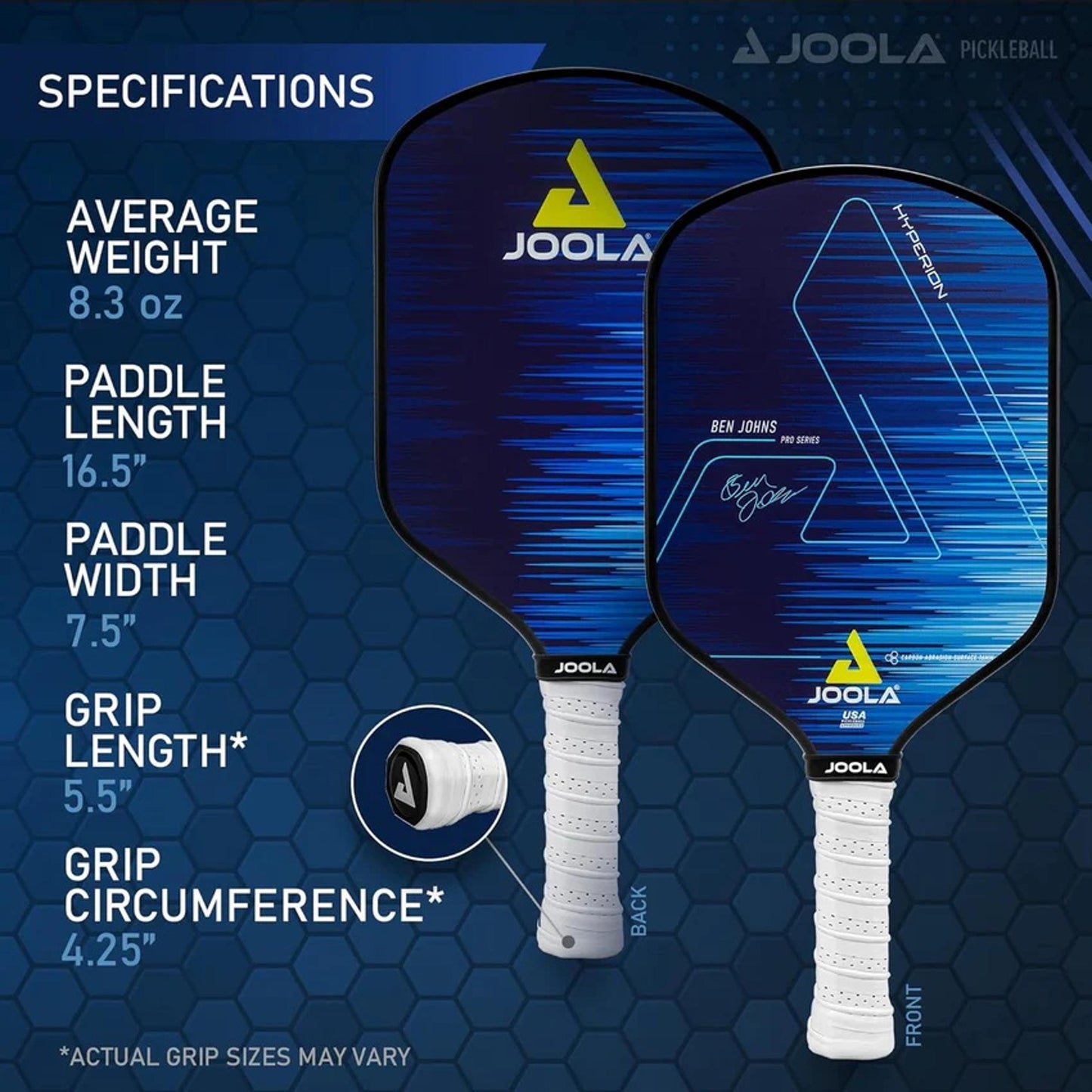 BEN JOHNS HYPERION CAS 16MM PICKLEBALL PADDLE