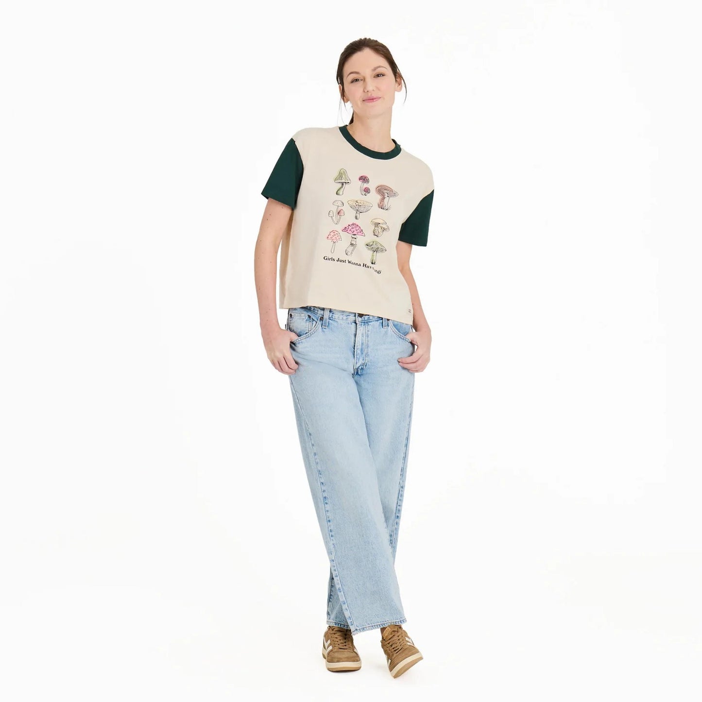 WOMENS GIRLS JUST WANNA HAVE FUNGI SHORT SLEEVE SHIRT