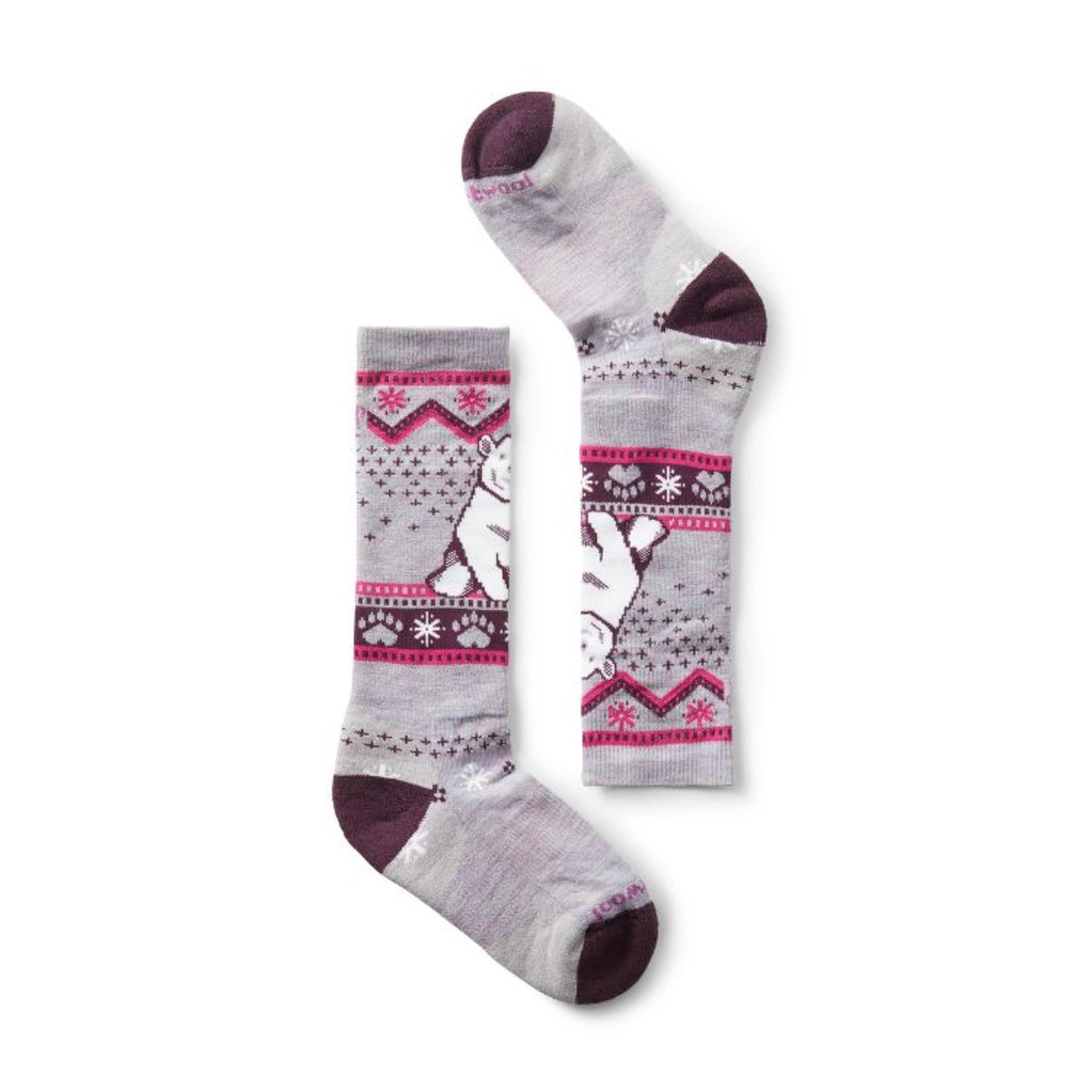 KIDS WINTERSPORT FULL CUSHION POLAR BEAR PATTERN OVER THE CALF SOCKS