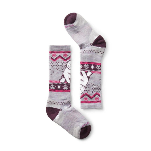KIDS WINTERSPORT FULL CUSHION POLAR BEAR PATTERN OVER THE CALF SOCKS