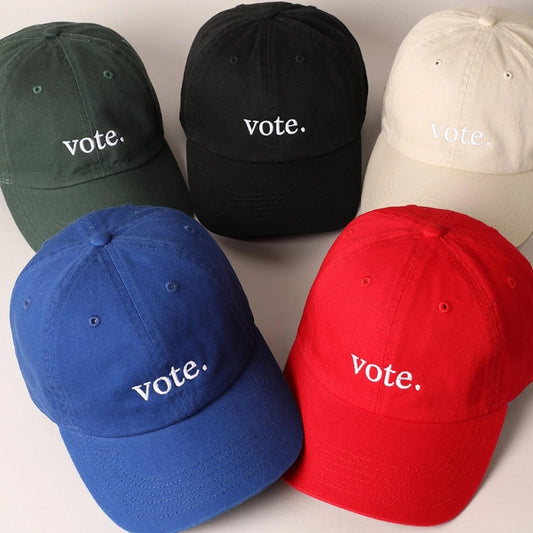 VOTE LETTER GRAPHIC EMBROIDERED BASEBALL CAP