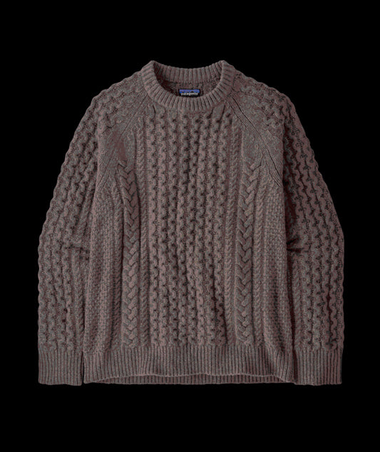RECYCLED WOOL-BLEND CABLE KNIT CREWNECK SWEATER
